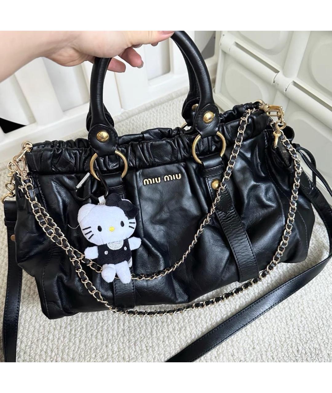 MIU MIU Черная кожаная сумка с короткими ручками, фото 7