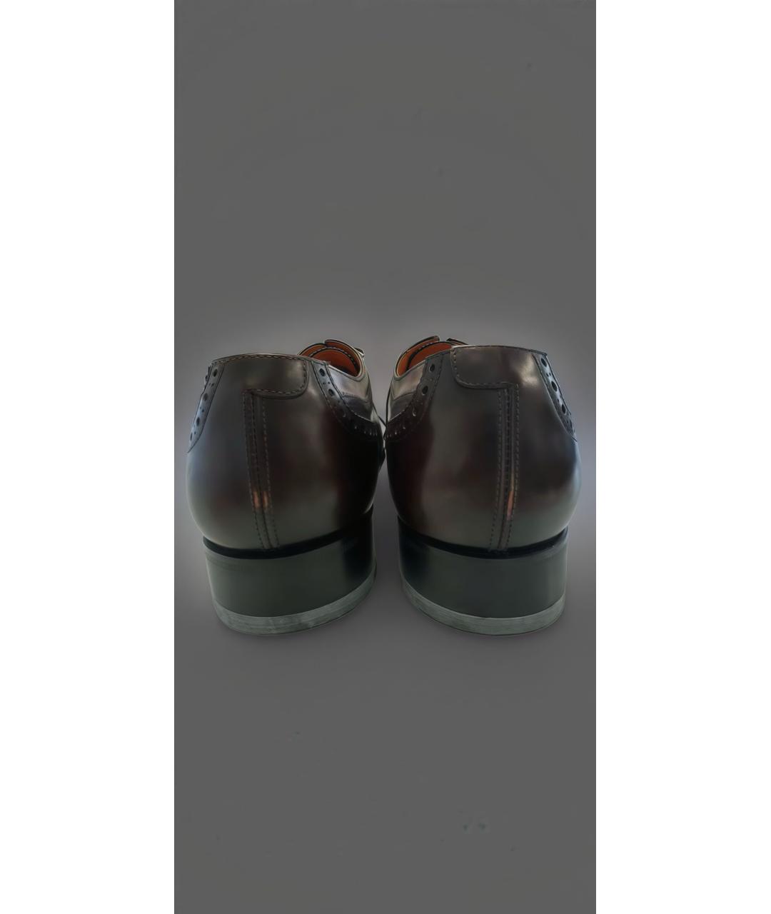 SANTONI Серые кожаные низкие ботинки, фото 4