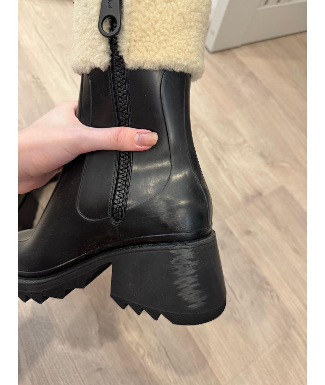 CHLOE Черные резиновые полусапоги, фото 4