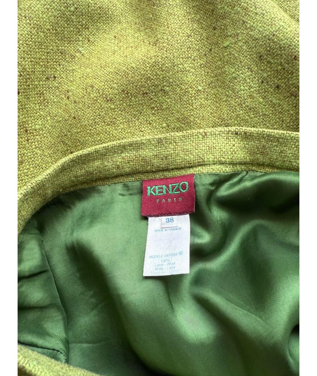 KENZO Салатовая шерстяная юбка мини, фото 2