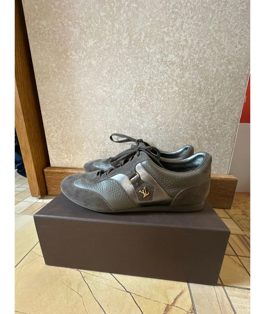 LOUIS VUITTON Коричневые кожаные кроссовки, фото 7