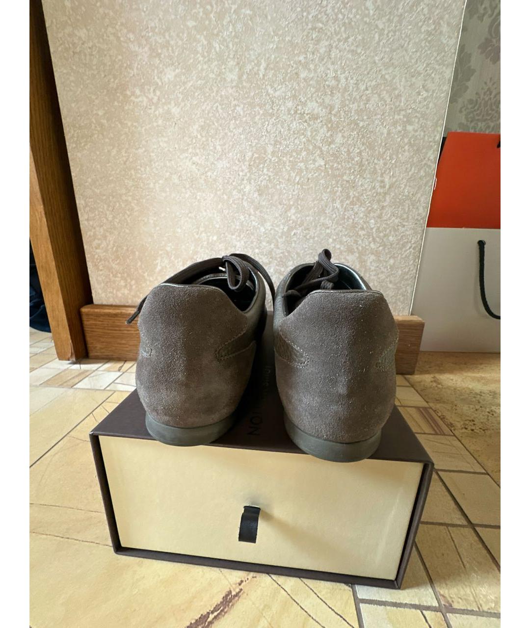 LOUIS VUITTON Коричневые кожаные кроссовки, фото 4