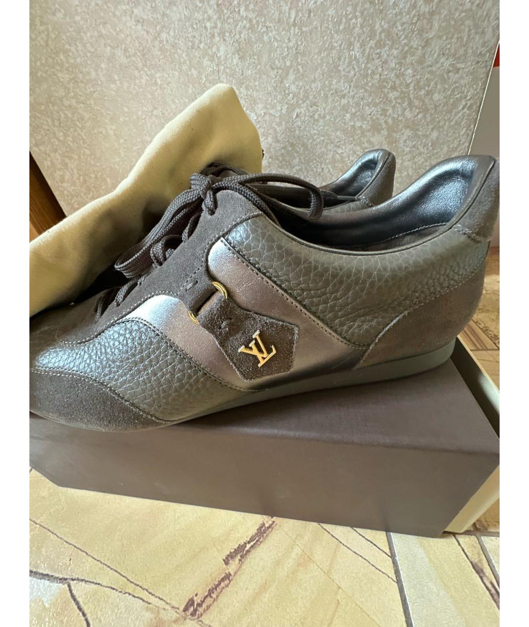 LOUIS VUITTON Коричневые кожаные кроссовки, фото 5