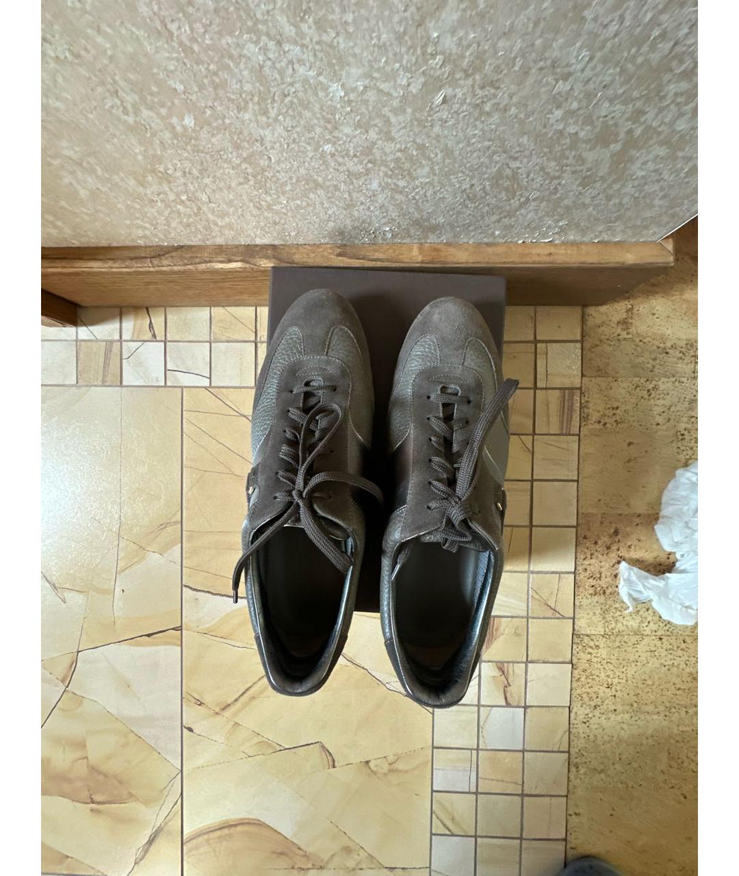 LOUIS VUITTON Коричневые кожаные кроссовки, фото 3