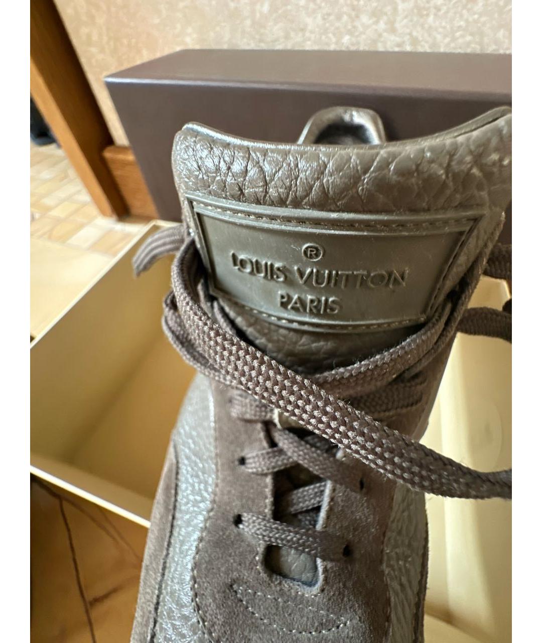 LOUIS VUITTON Коричневые кожаные кроссовки, фото 6