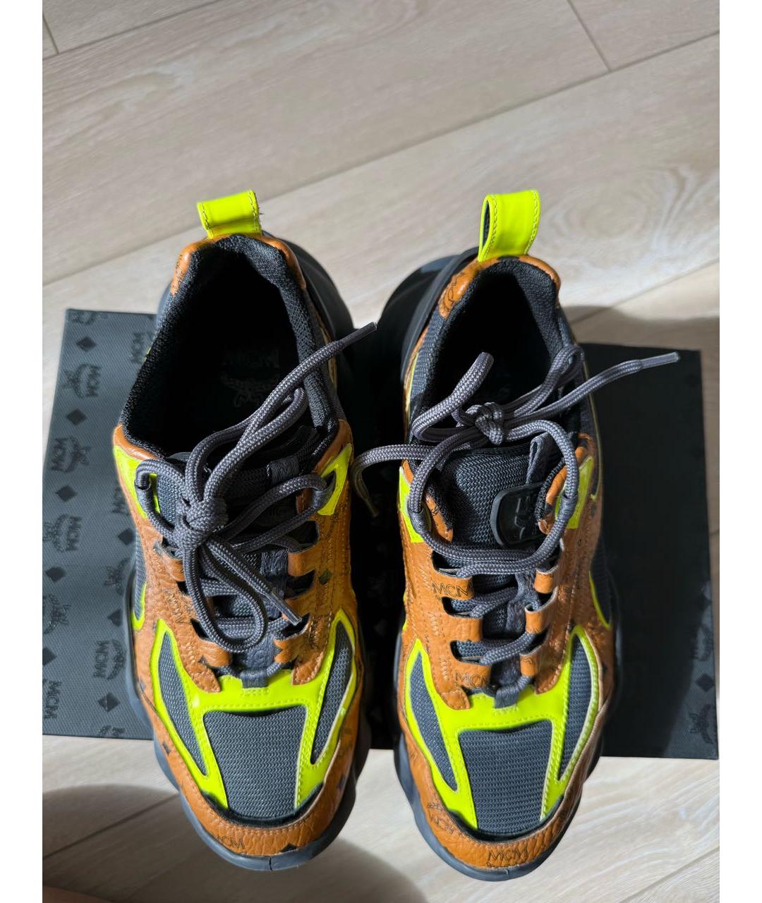 MCM Коричневые кожаные кроссовки, фото 2