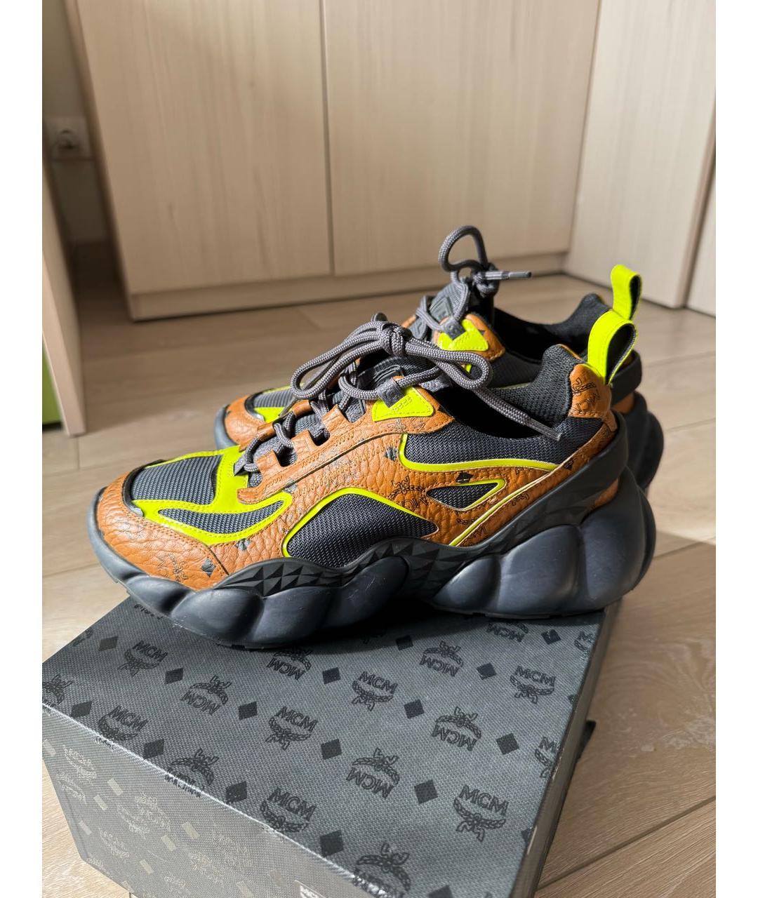 MCM Коричневые кожаные кроссовки, фото 5