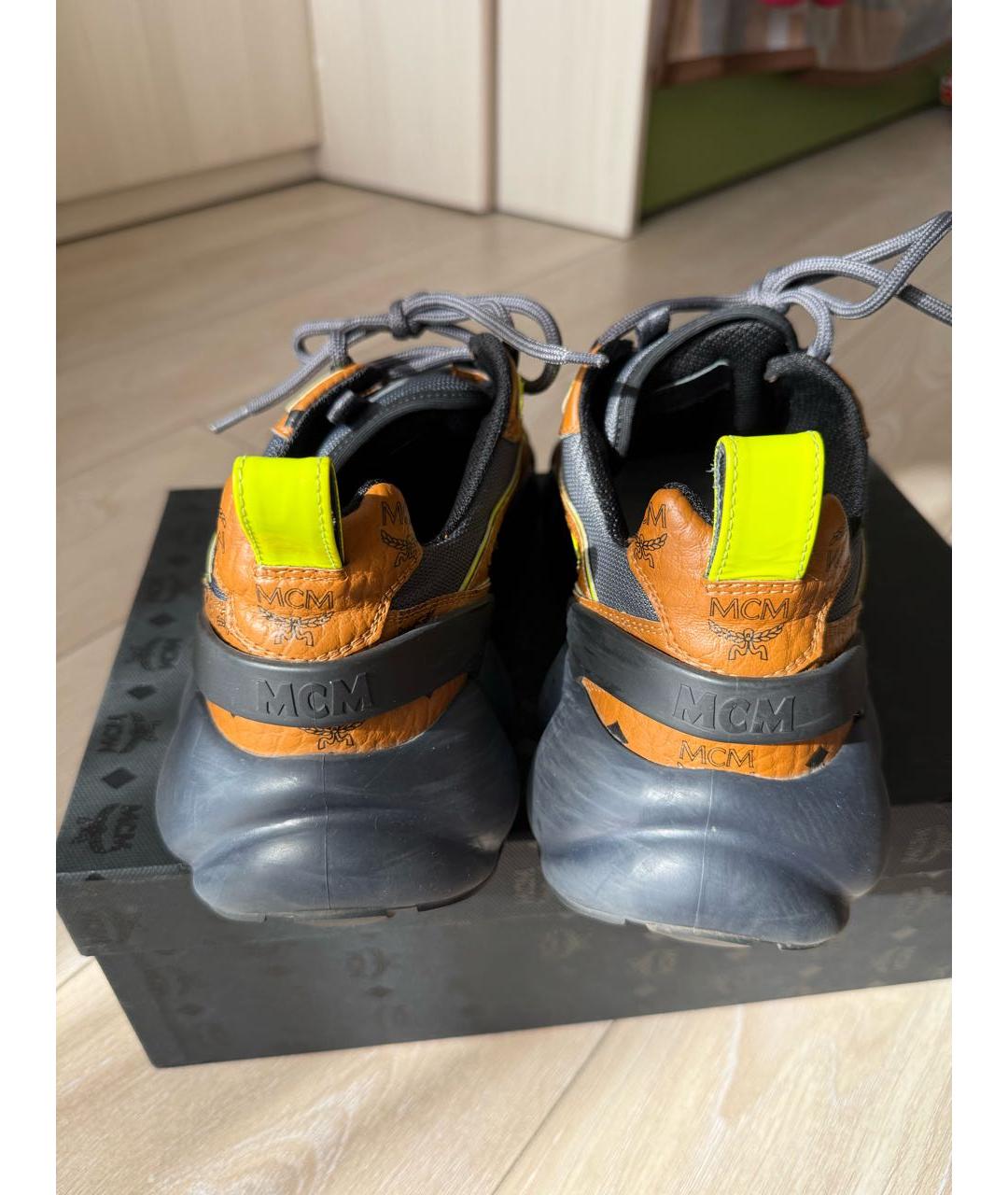 MCM Коричневые кожаные кроссовки, фото 4