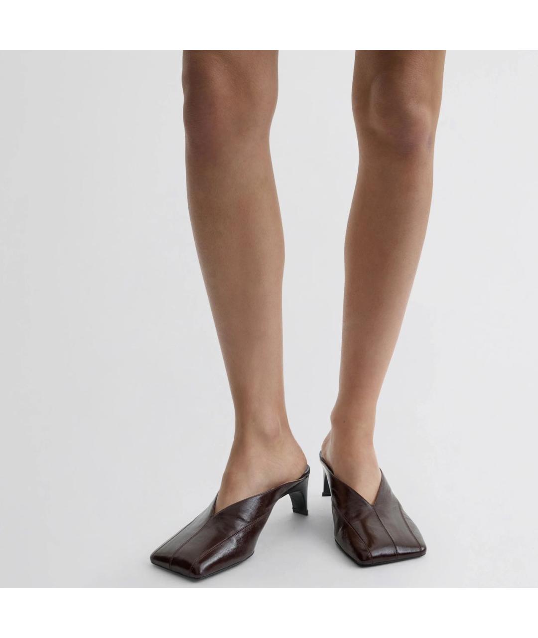 PHOEBE PHILO Коричневые кожаные мюли, фото 3