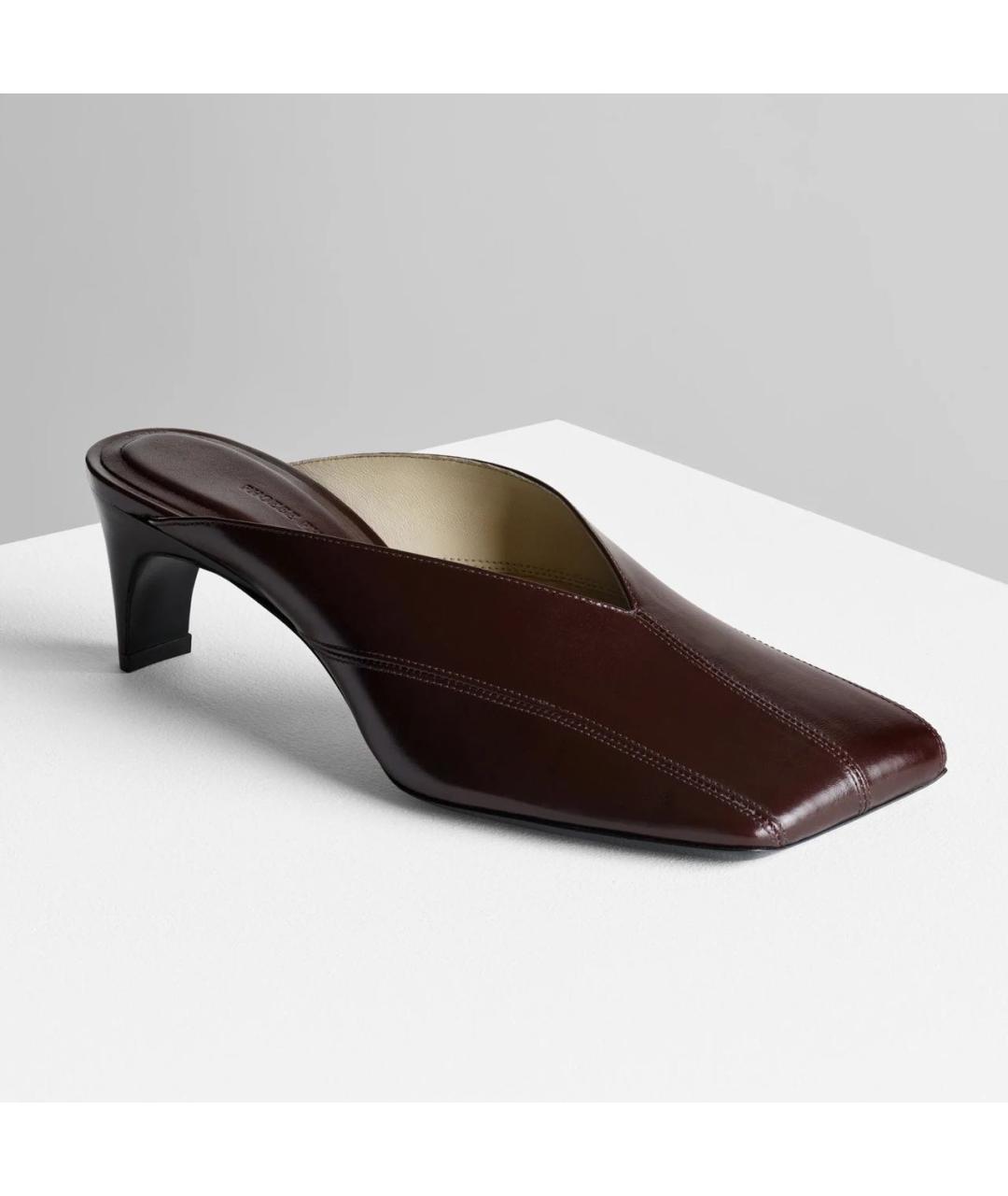 PHOEBE PHILO Коричневые кожаные мюли, фото 2
