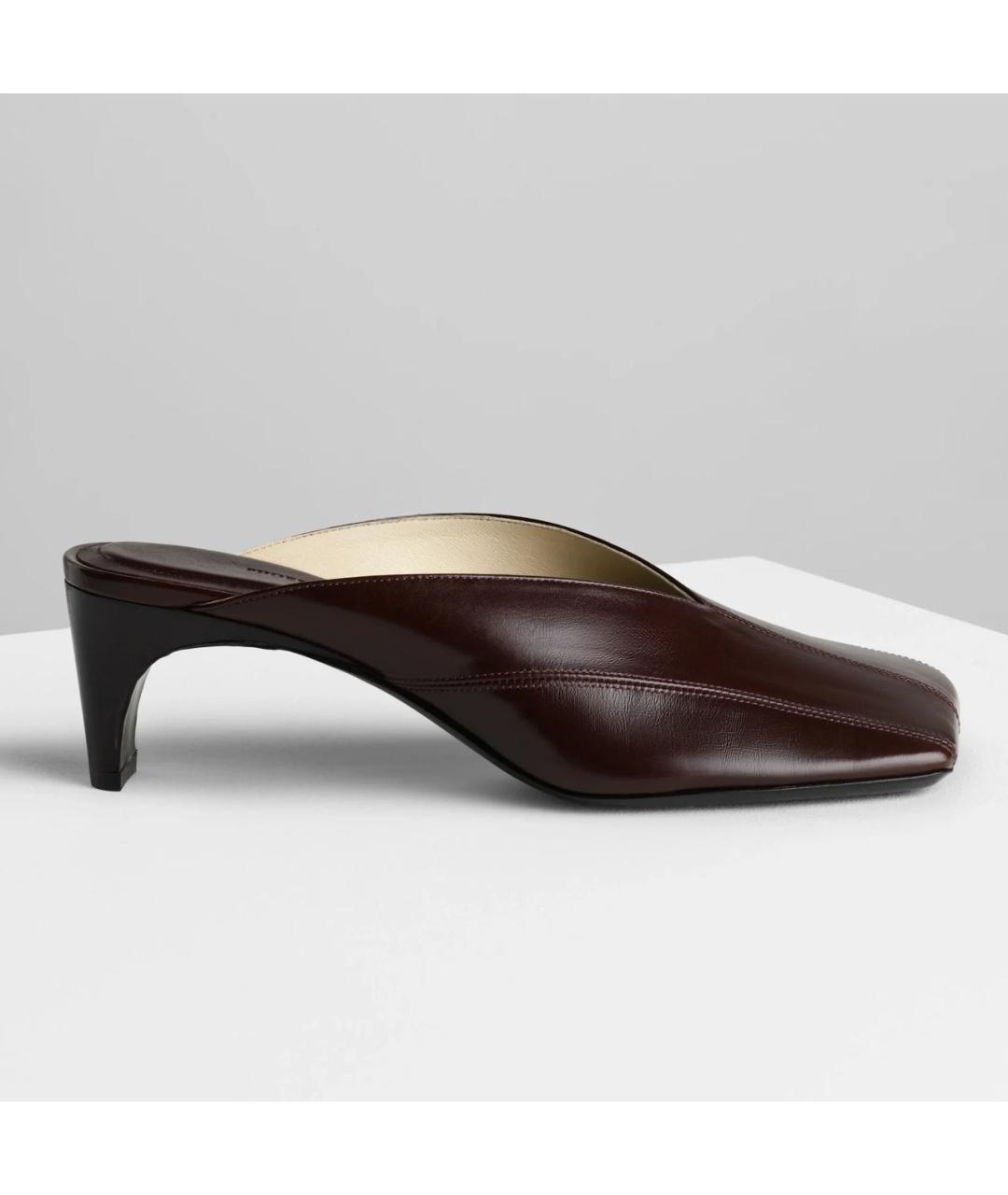 PHOEBE PHILO Коричневые кожаные мюли, фото 7