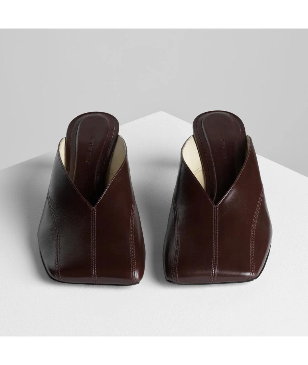 PHOEBE PHILO Коричневые кожаные мюли, фото 4
