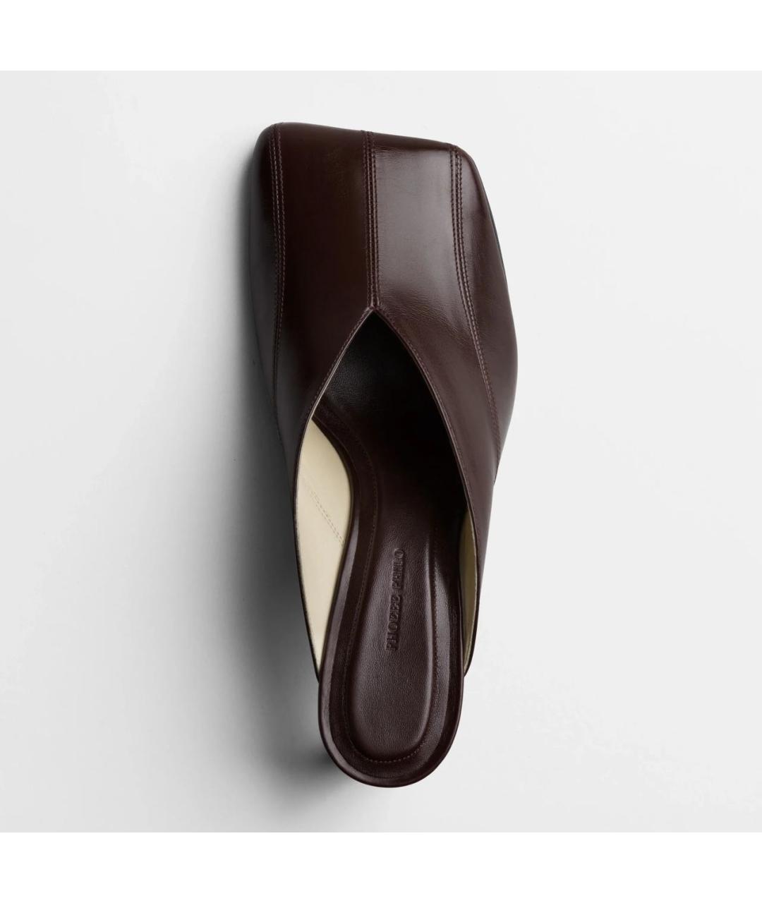 PHOEBE PHILO Коричневые кожаные мюли, фото 6