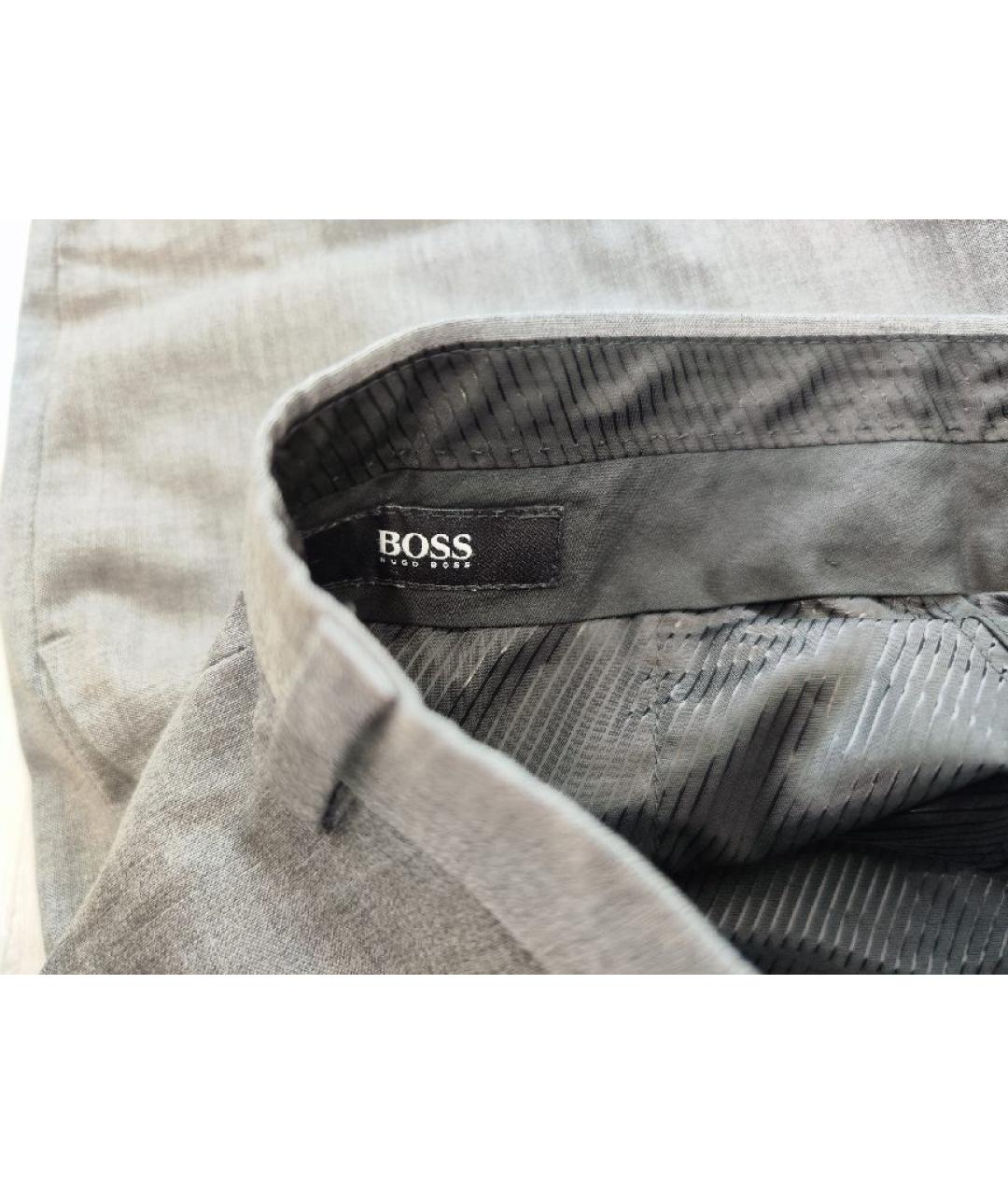 HUGO BOSS Серые шерстяные классические брюки, фото 3