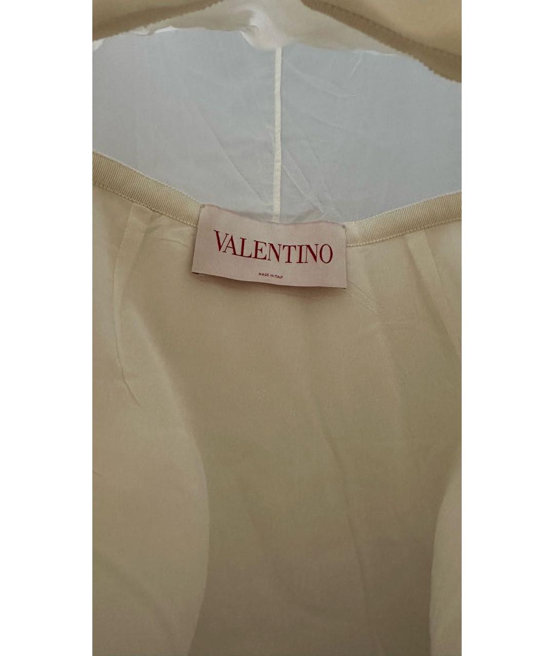VALENTINO Белое шелковое коктейльное платье, фото 3