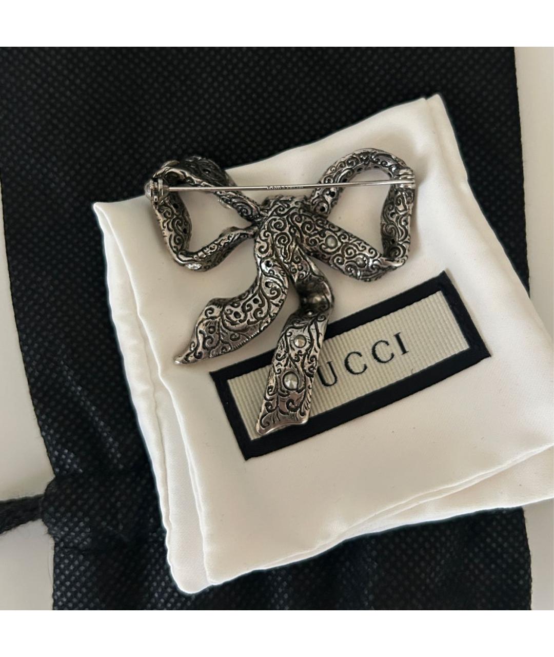 GUCCI Серебряная металлическая булавка / брошь, фото 3