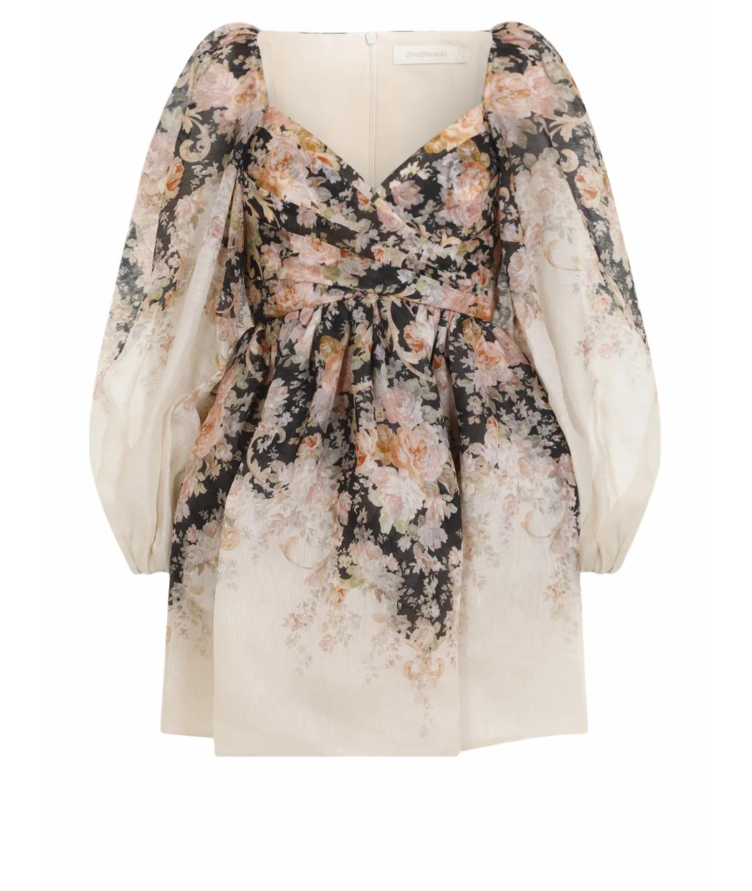 ZIMMERMANN Бежевое льняное коктейльное платье, фото 1