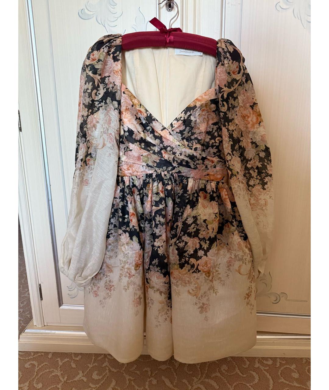 ZIMMERMANN Бежевое льняное коктейльное платье, фото 7