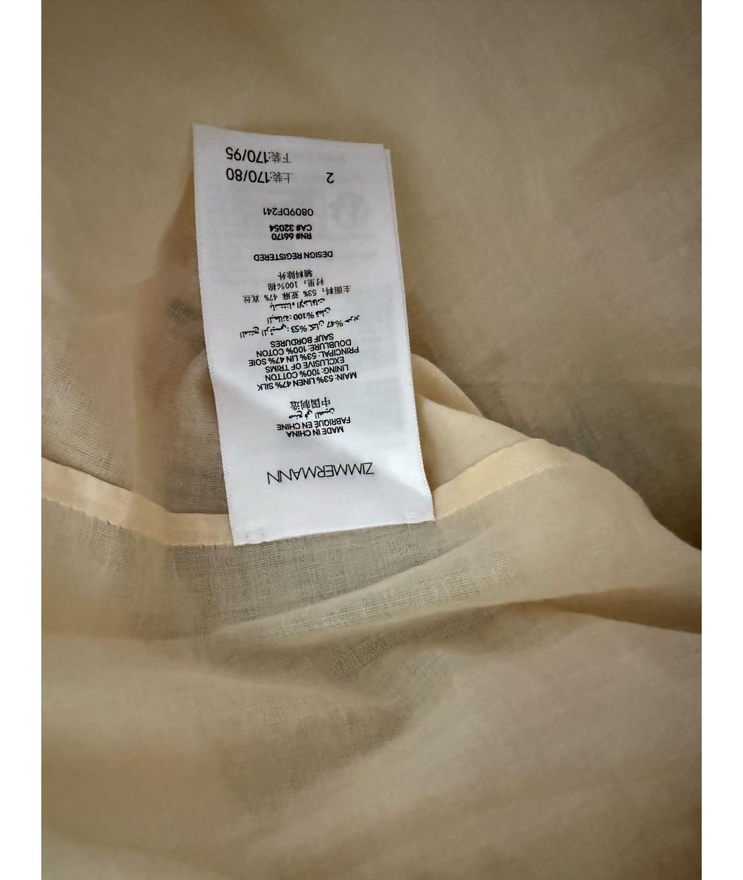 ZIMMERMANN Бежевое льняное коктейльное платье, фото 6