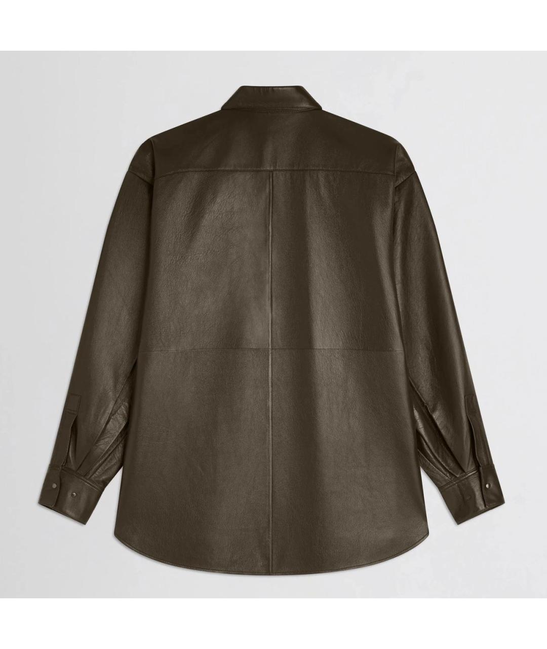 PHOEBE PHILO Хаки кожаная рубашка, фото 2