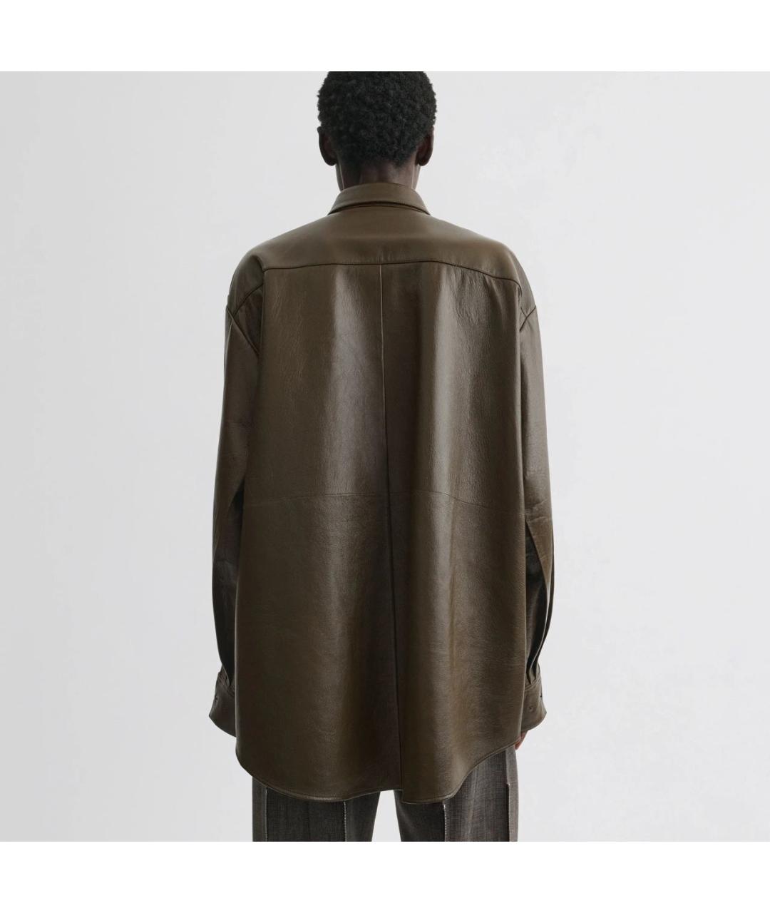 PHOEBE PHILO Хаки кожаная рубашка, фото 6