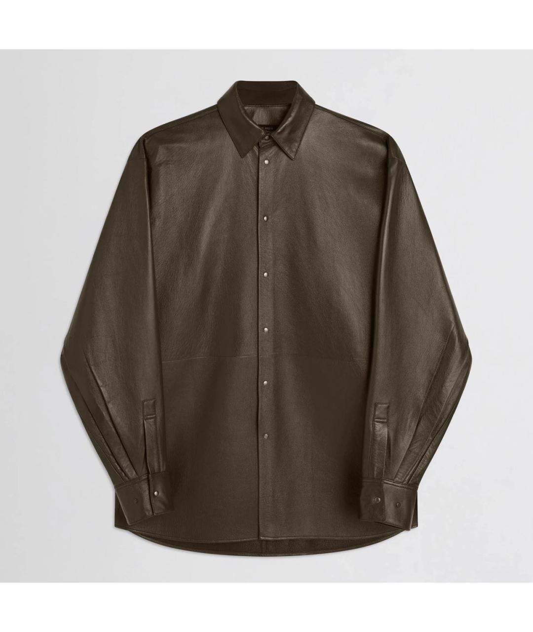 PHOEBE PHILO Хаки кожаная рубашка, фото 7