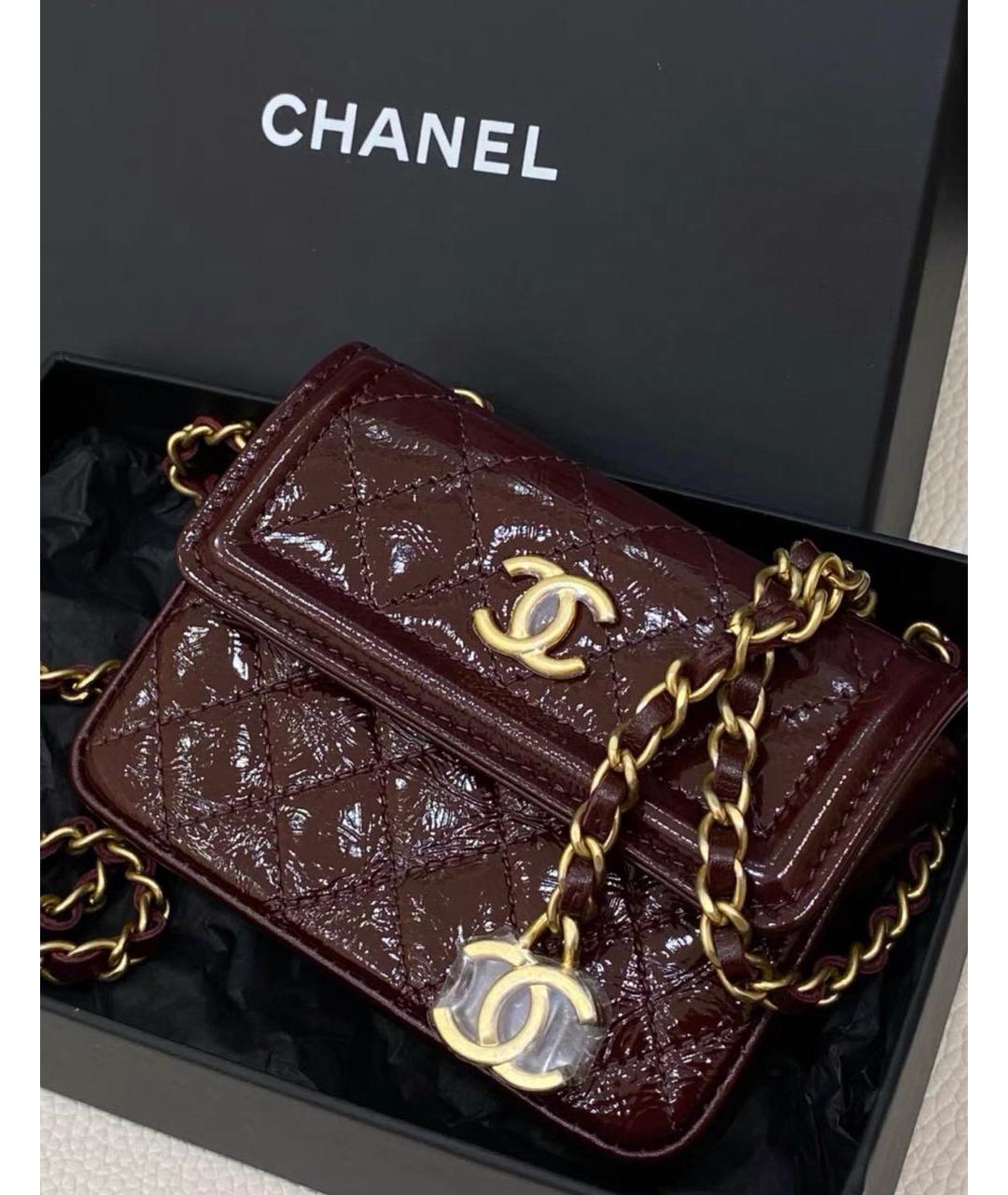 CHANEL Бордовая кожаная поясная сумка, фото 6