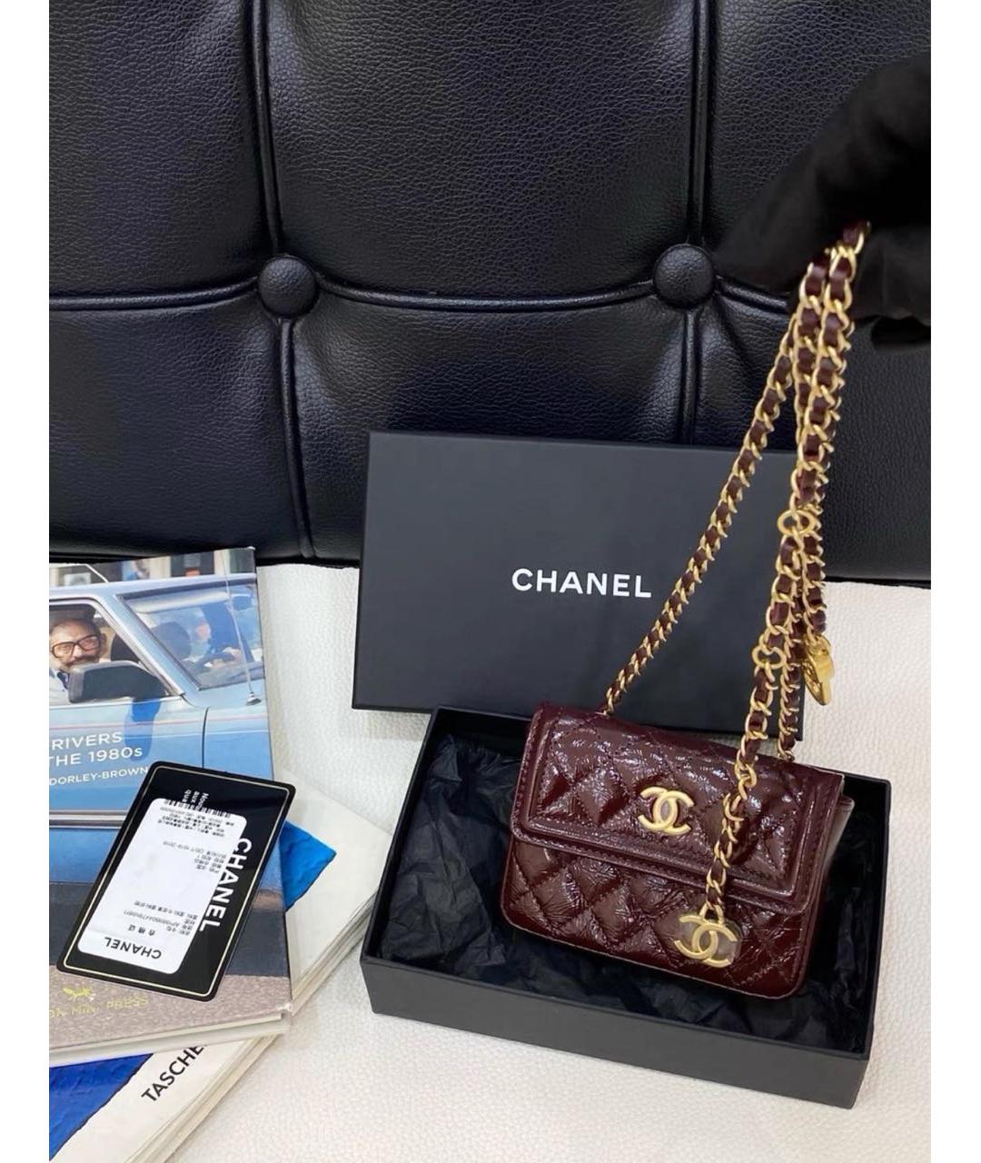CHANEL Бордовая кожаная поясная сумка, фото 5