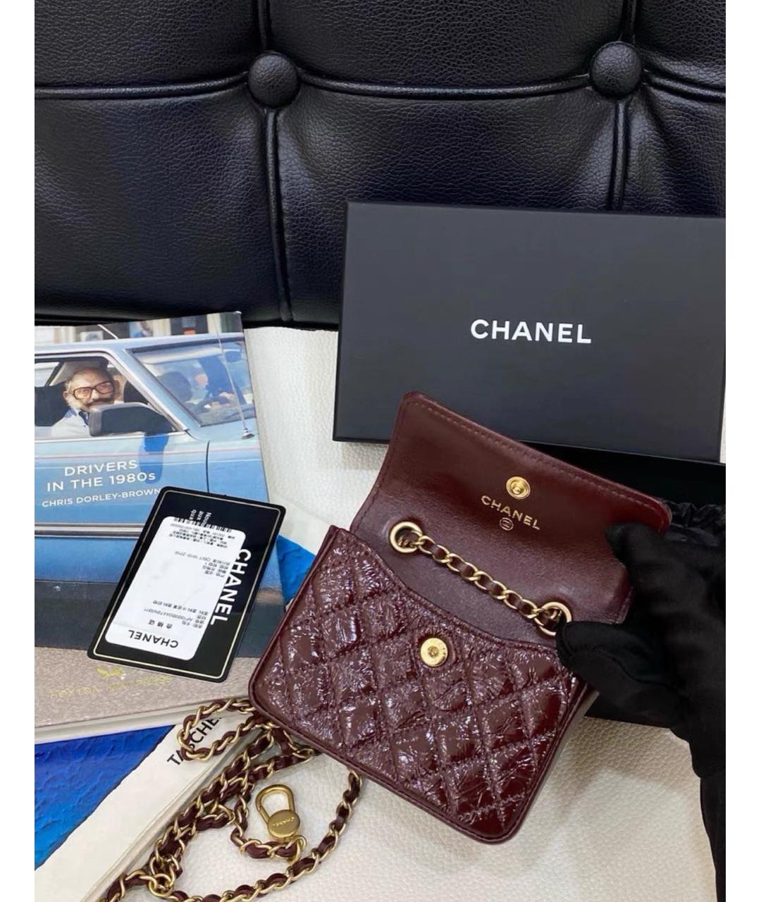 CHANEL Бордовая кожаная поясная сумка, фото 4