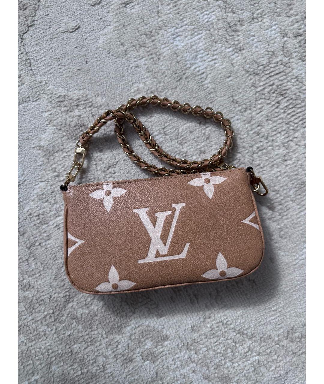 LOUIS VUITTON Бежевая кожаная сумка через плечо, фото 4