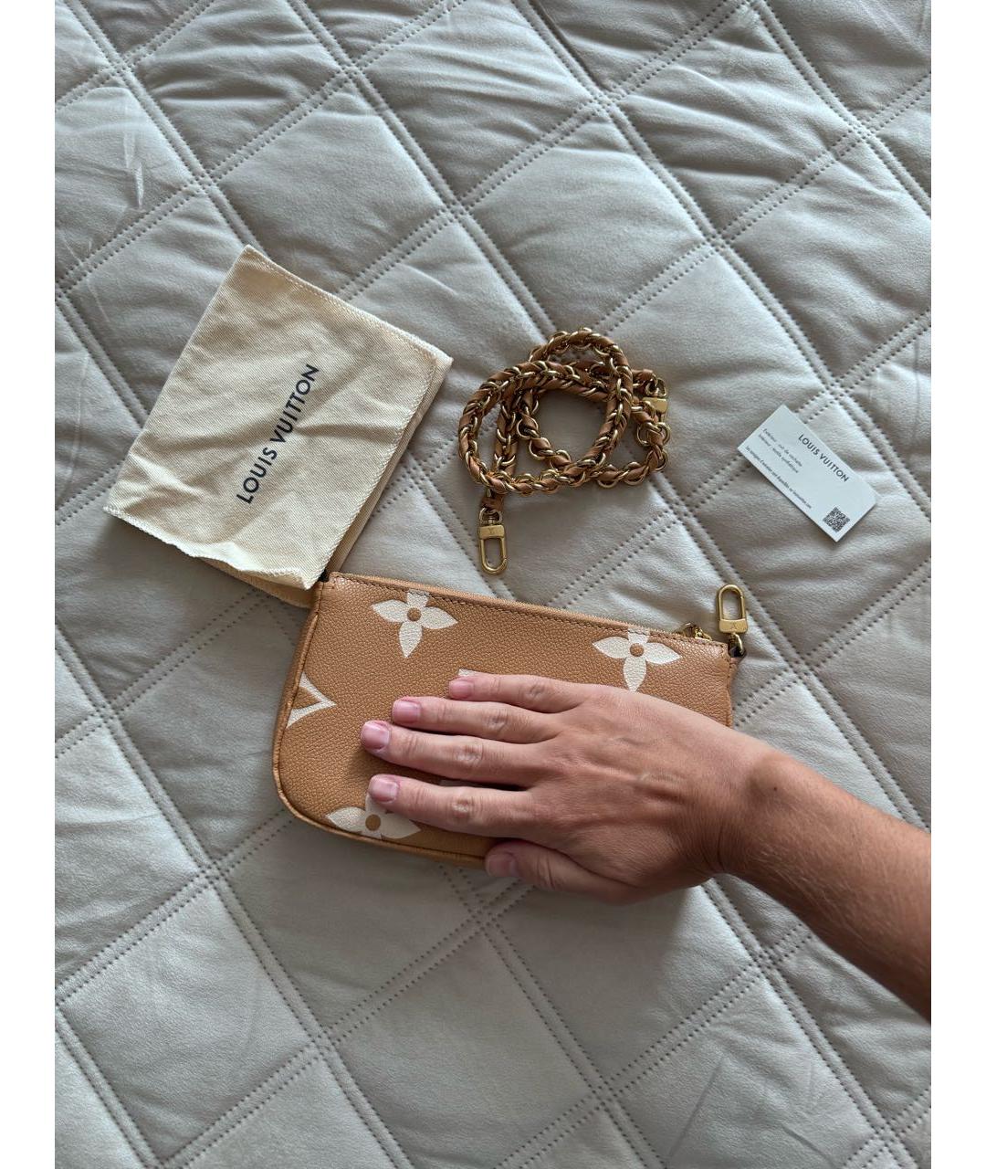 LOUIS VUITTON Бежевая кожаная сумка через плечо, фото 7