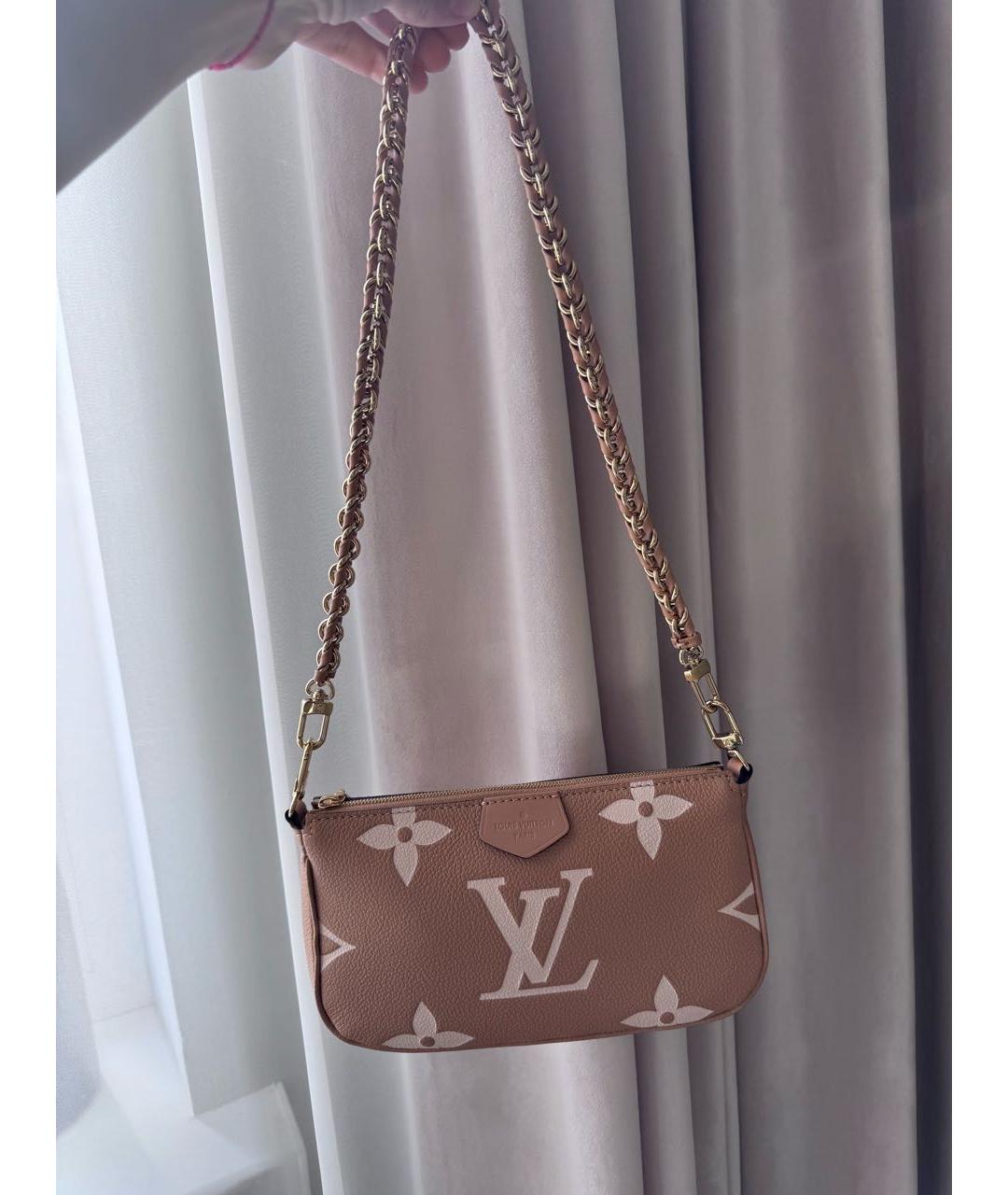LOUIS VUITTON Бежевая кожаная сумка через плечо, фото 6