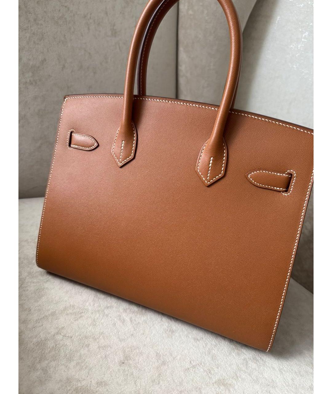 HERMES Коричневая кожаная сумка тоут, фото 3