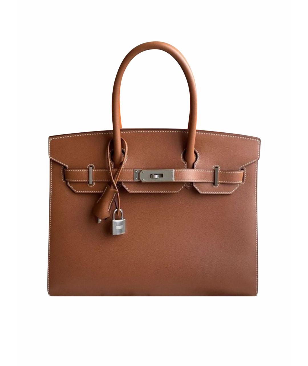 HERMES Коричневая кожаная сумка тоут, фото 1