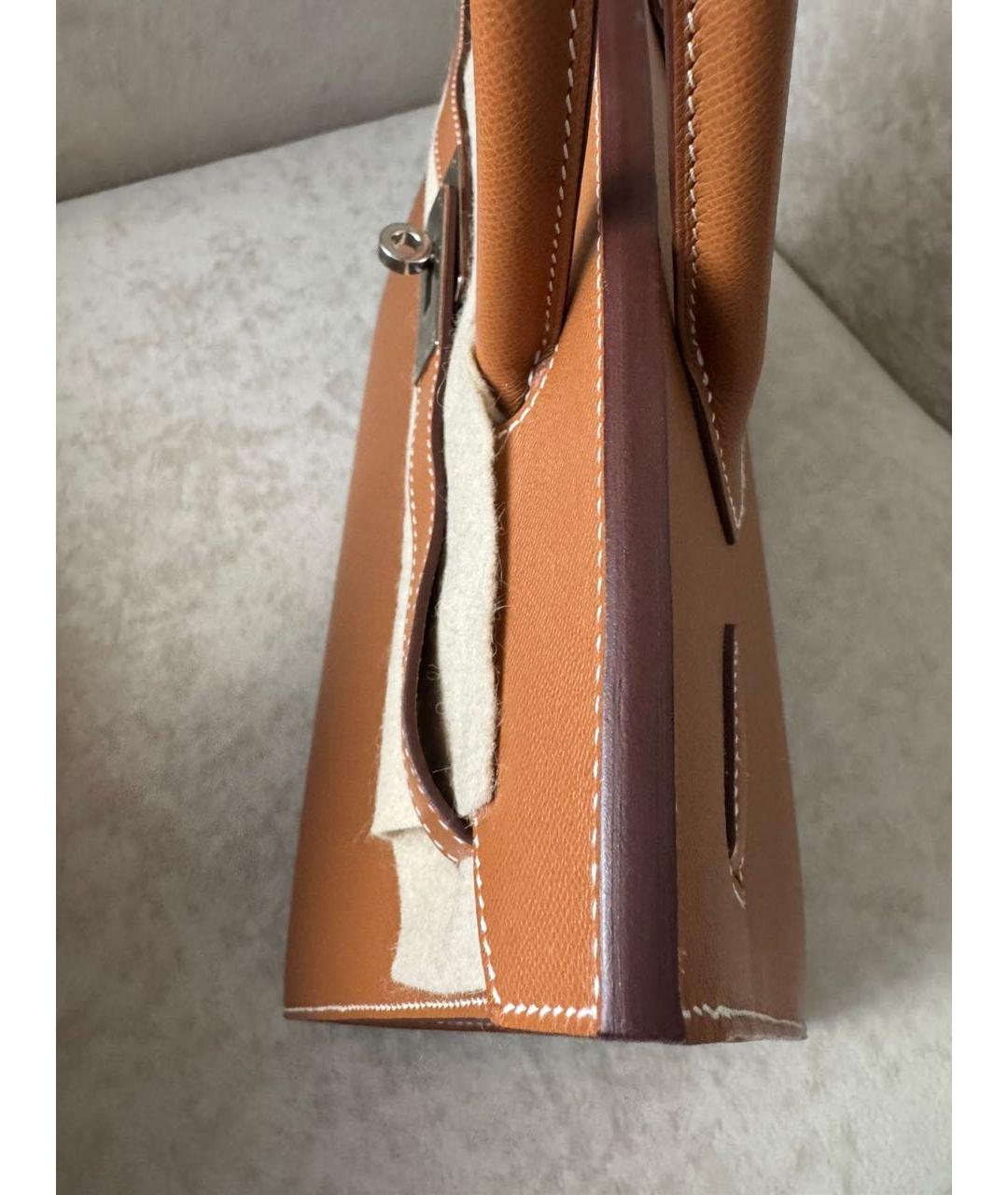 HERMES Коричневая кожаная сумка тоут, фото 8