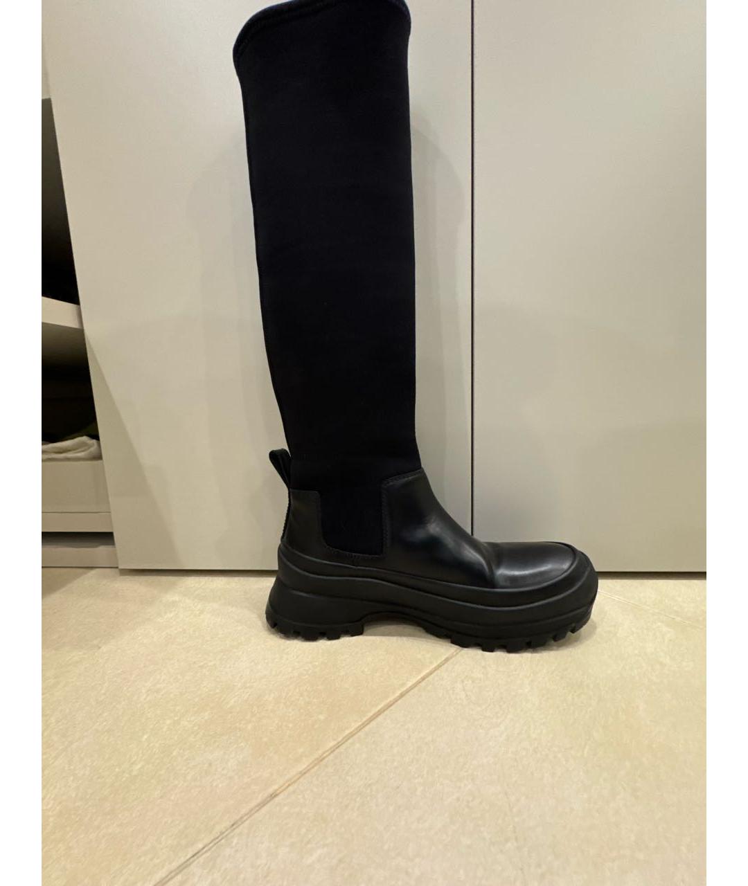 JIL SANDER Черные кожаные сапоги, фото 2