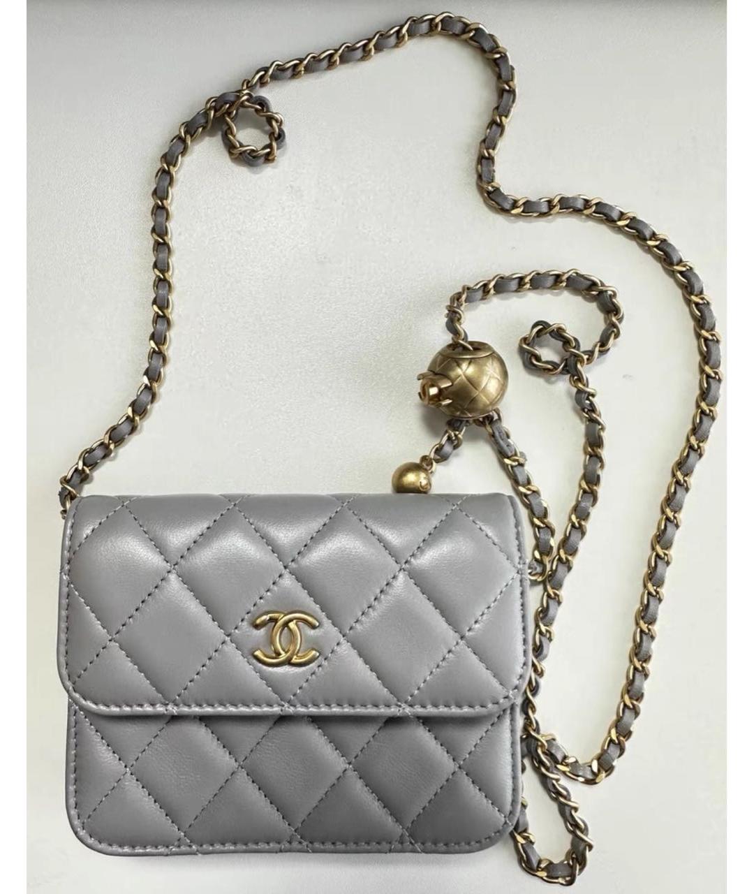 CHANEL Серая кожаная сумка через плечо, фото 2