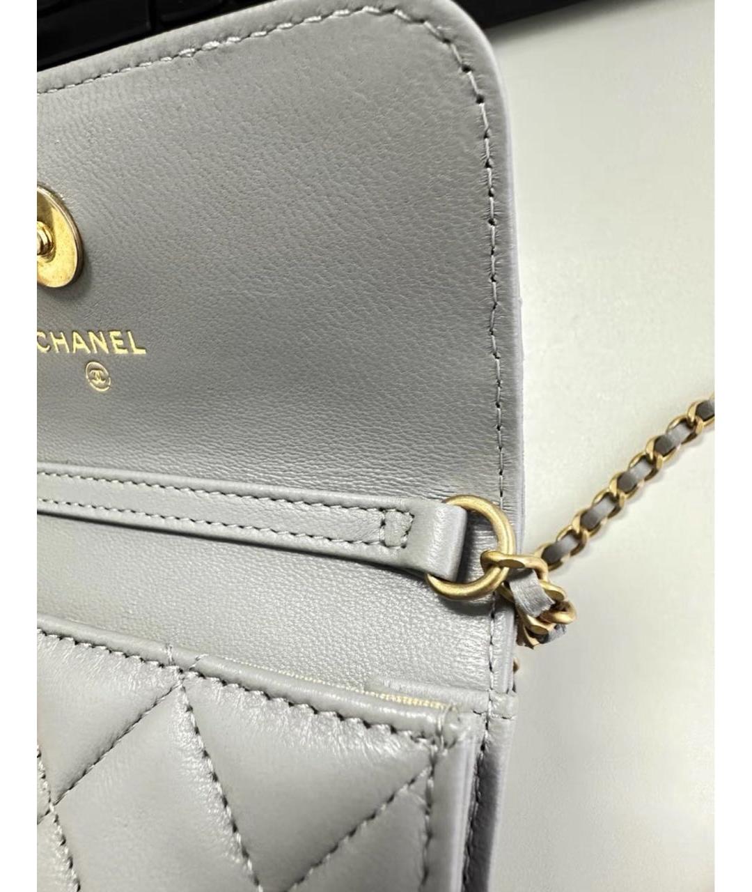 CHANEL Серая кожаная сумка через плечо, фото 6
