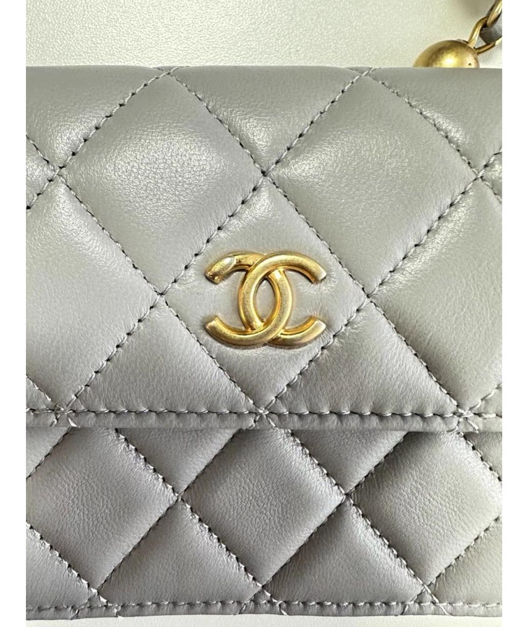 CHANEL Серая кожаная сумка через плечо, фото 5