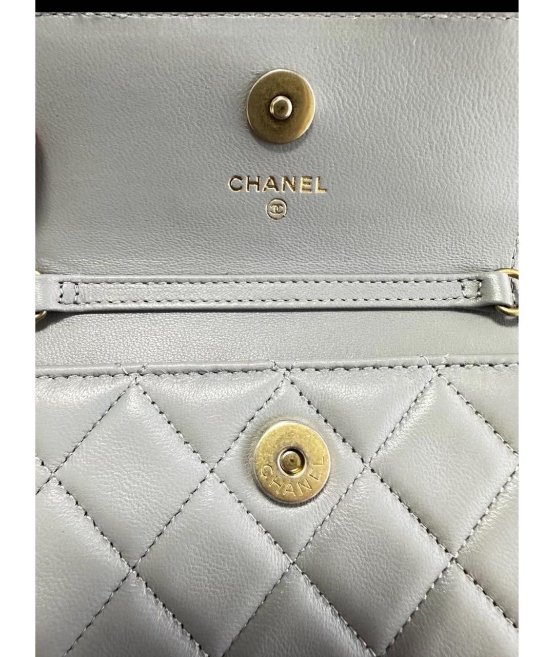 CHANEL Серая кожаная сумка через плечо, фото 4