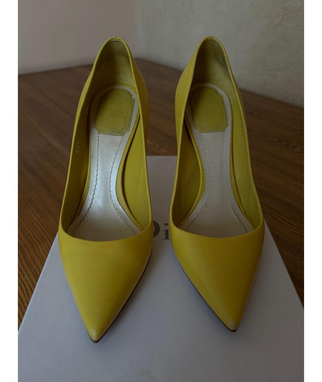 CHRISTIAN DIOR Желтые кожаные туфли, фото 2