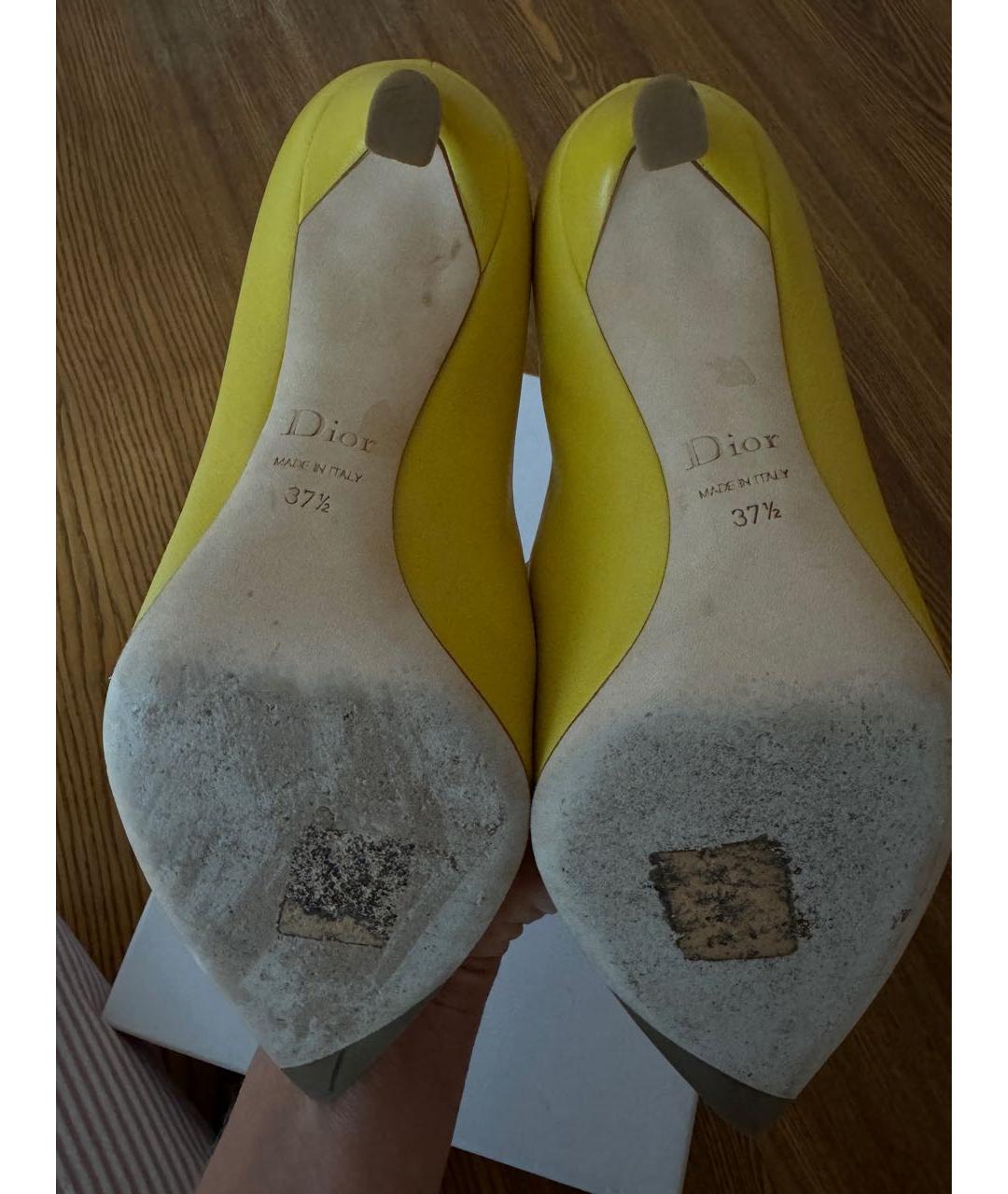 CHRISTIAN DIOR Желтые кожаные туфли, фото 6