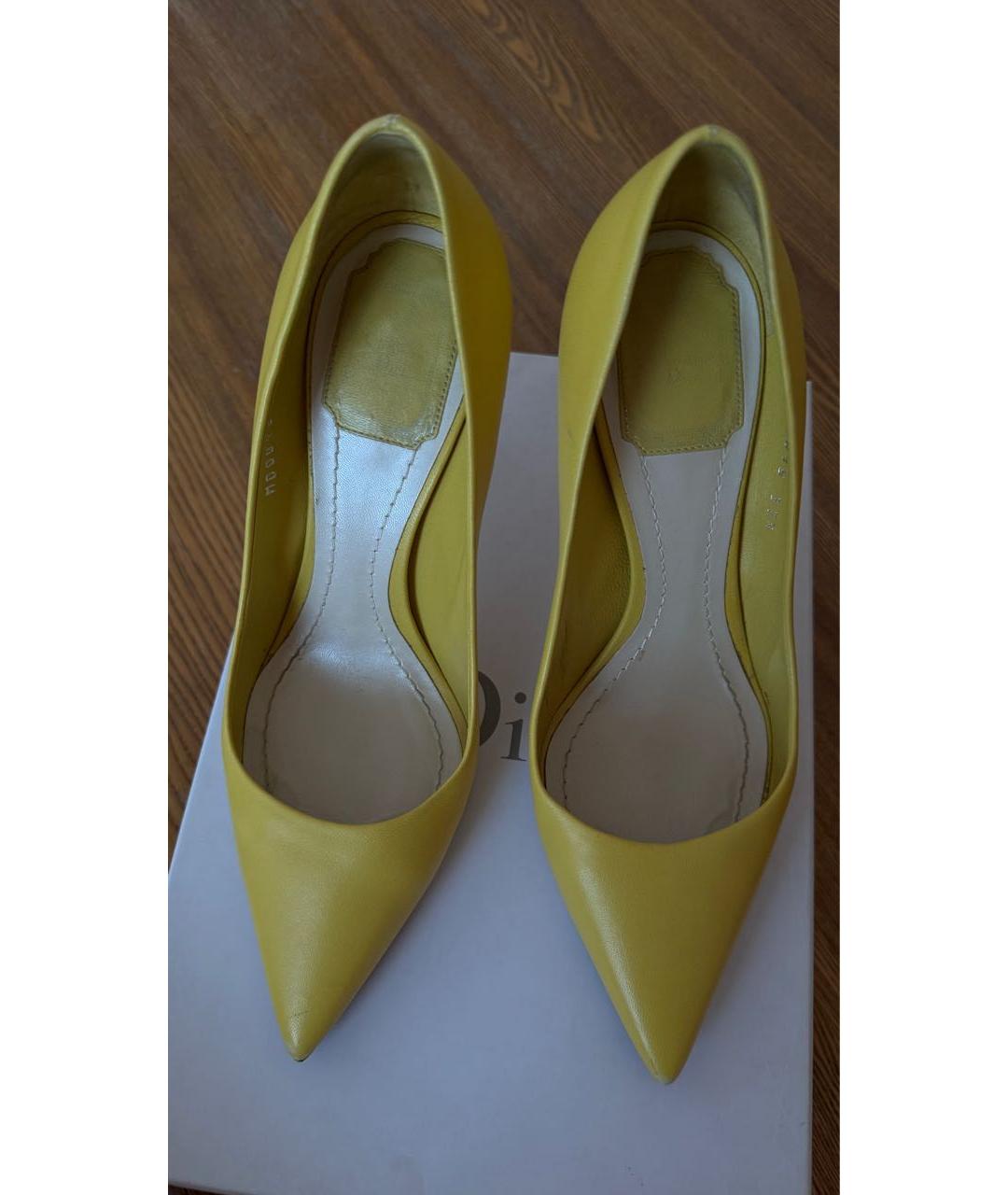 CHRISTIAN DIOR Желтые кожаные туфли, фото 4