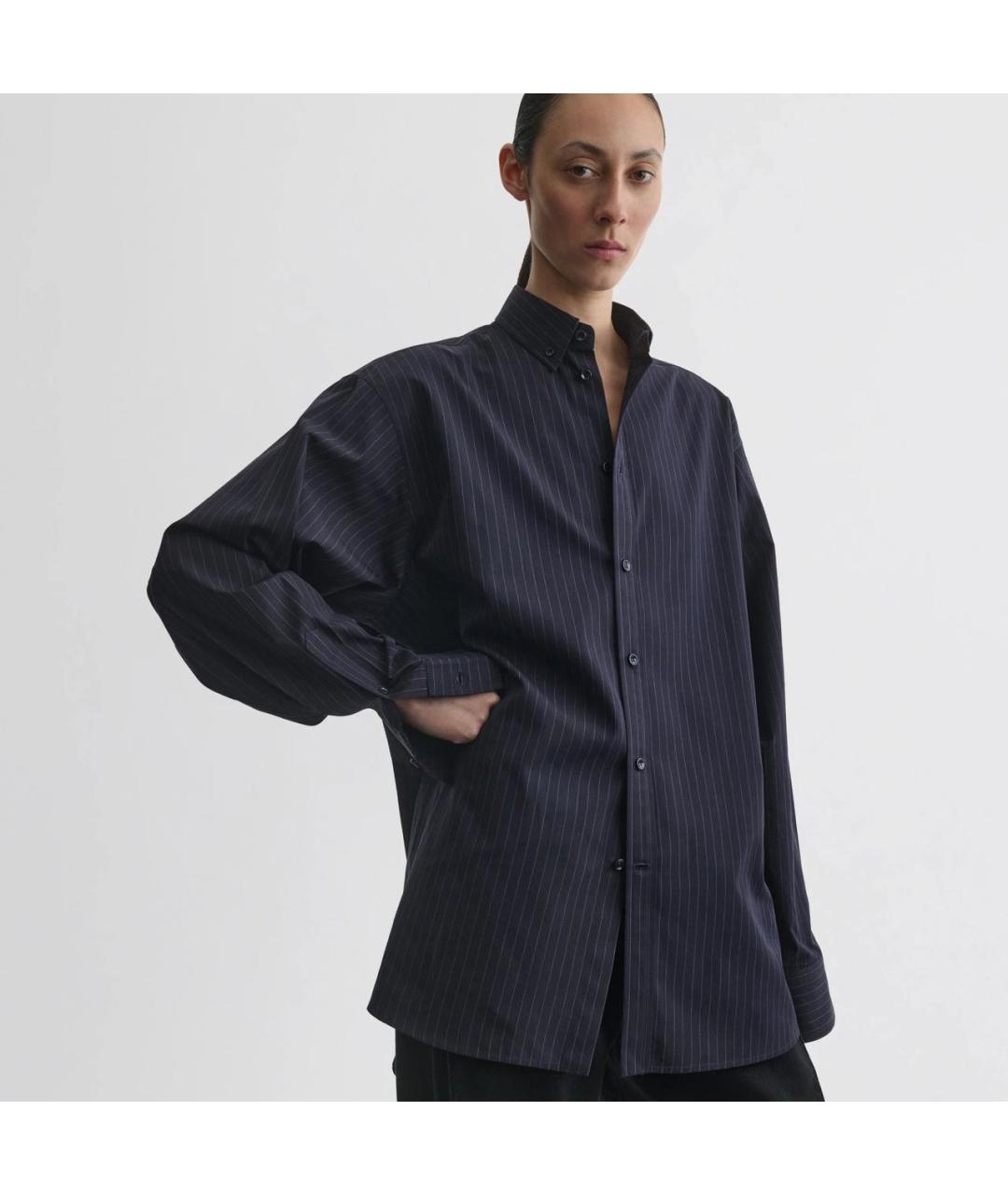 PHOEBE PHILO Темно-синяя хлопковая рубашка, фото 3
