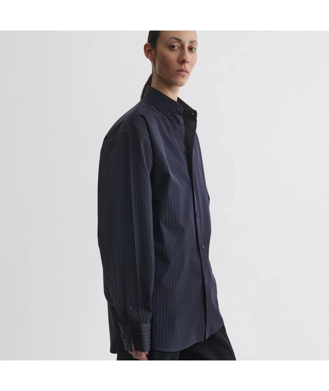PHOEBE PHILO Темно-синяя хлопковая рубашка, фото 5