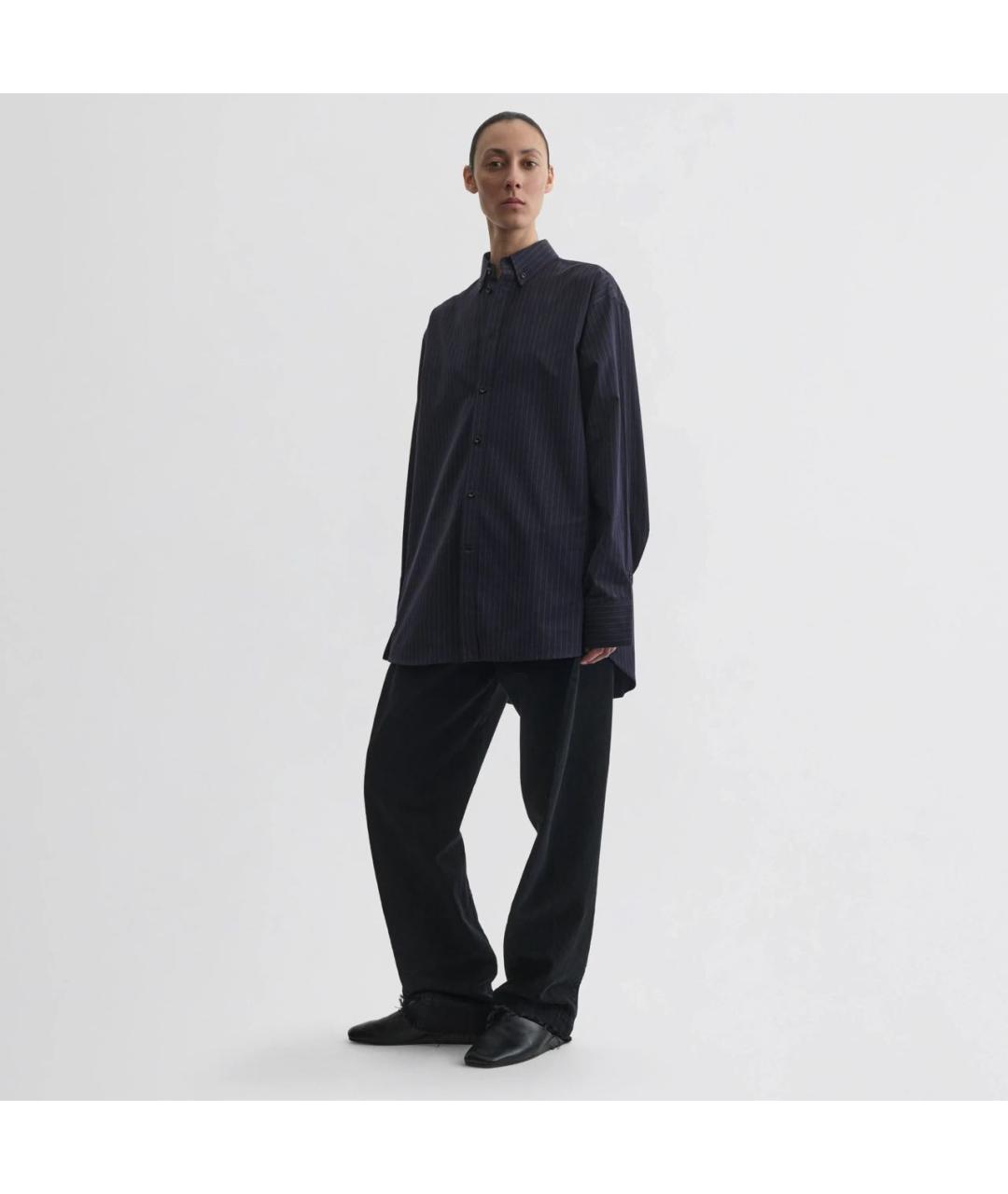 PHOEBE PHILO Темно-синяя хлопковая рубашка, фото 4