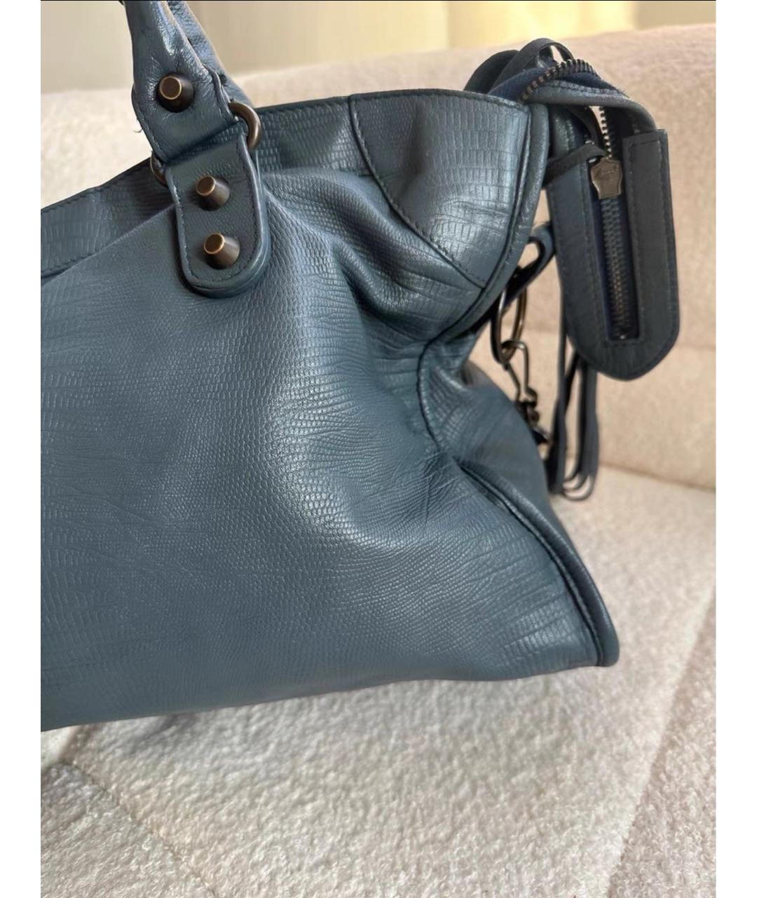 BALENCIAGA Синяя кожаная сумка с короткими ручками, фото 3