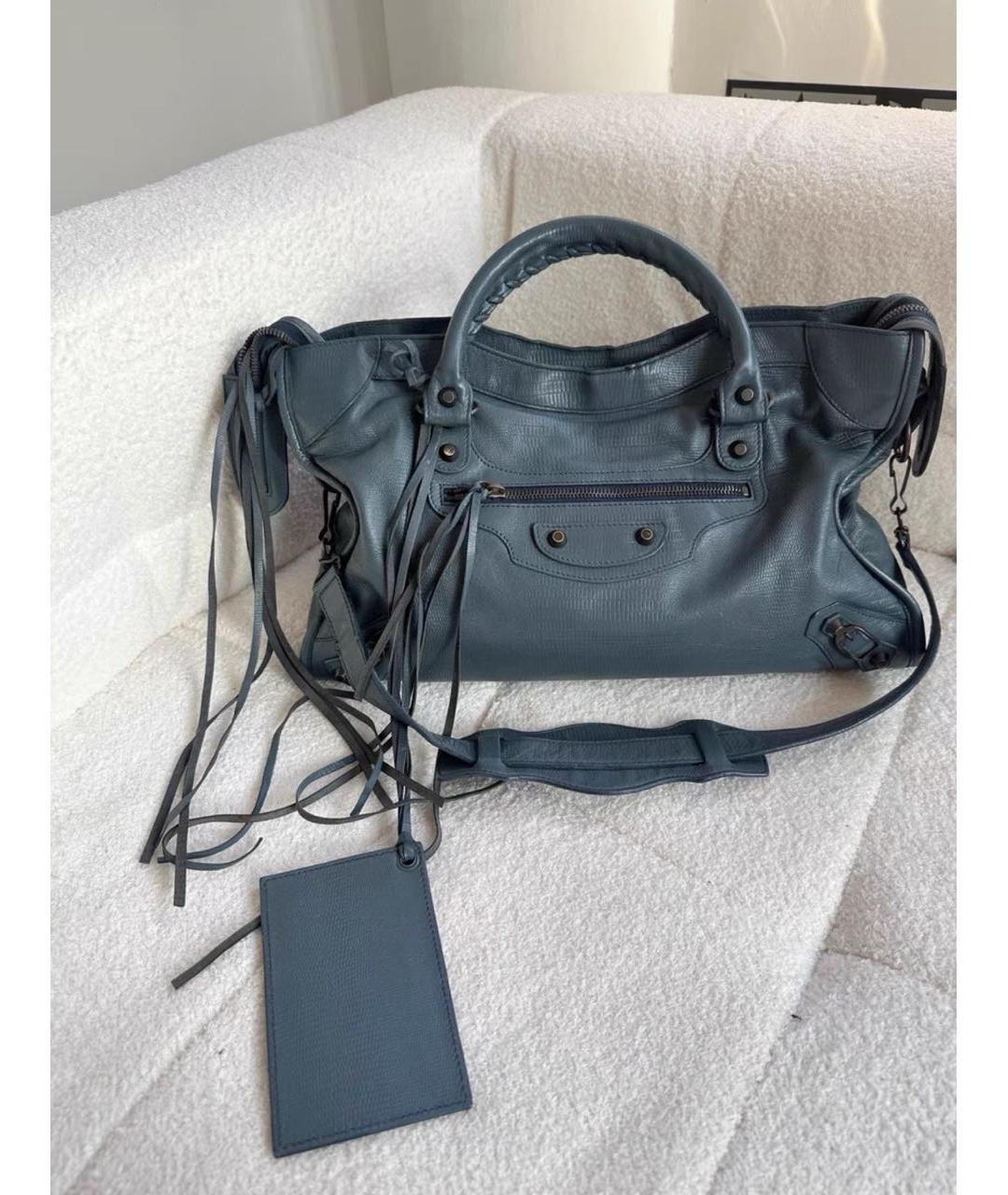 BALENCIAGA Синяя кожаная сумка с короткими ручками, фото 2