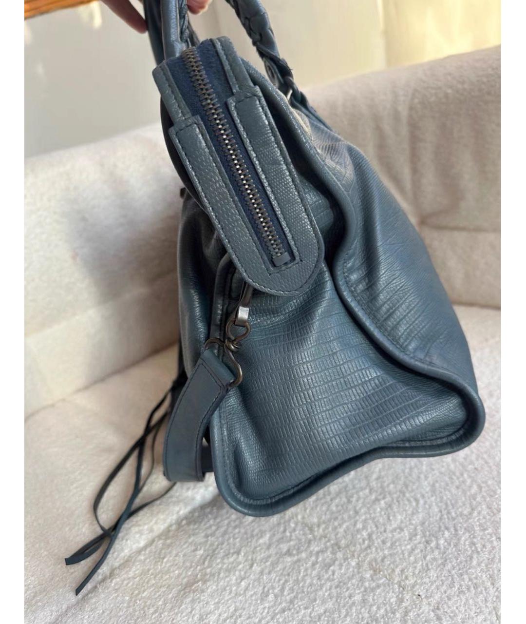 BALENCIAGA Синяя кожаная сумка с короткими ручками, фото 8
