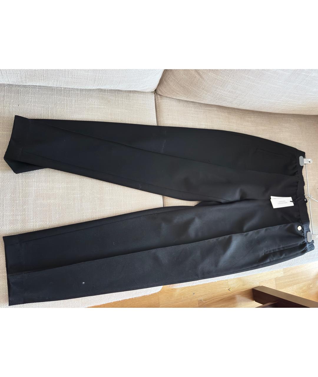 VERSACE COLLECTION Черные полиэстеровые прямые брюки, фото 5